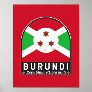Burundi Flag Emblem Distressed Vintage Poster