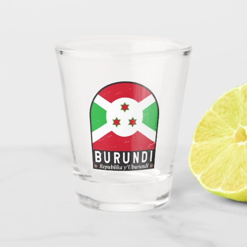 Burundi Flag Emblem Distressed Vintage Shot Glass