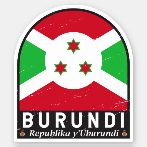 Burundi Flag Emblem Distressed Vintage Sticker