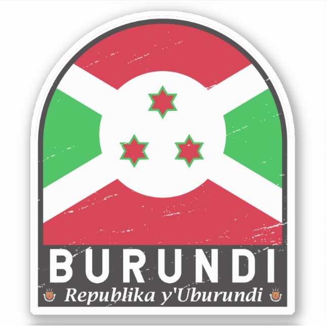 Burundi Flag Emblem Distressed Vintage Sticker (Front)