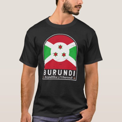 Burundi Flag Emblem Distressed Vintage T_Shirt