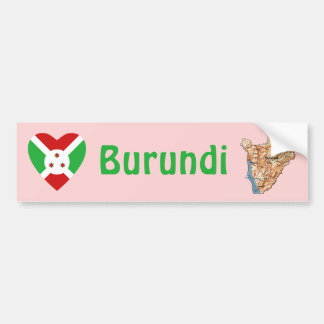 Burundi Flag Heart + Map Bumper Sticker