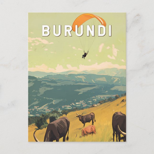 Burundi Illustration Travel Art Vintage Postcard (Front)