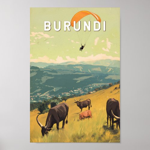 Burundi Illustration Travel Art Vintage