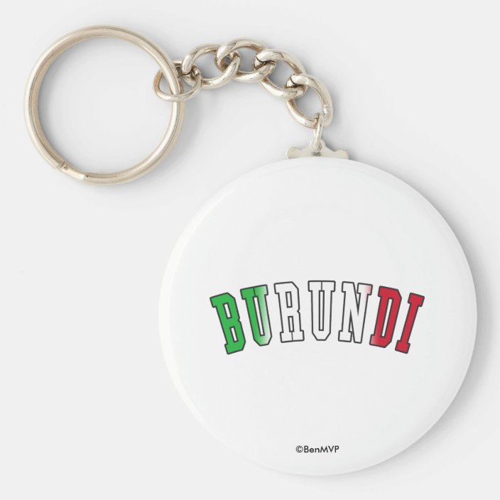 Burundi in National Flag Colors Keychain