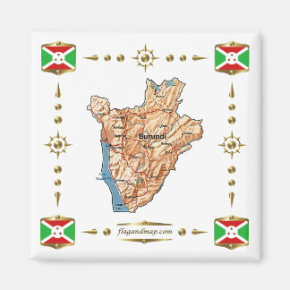 Burundi Map + Flags Magnet
