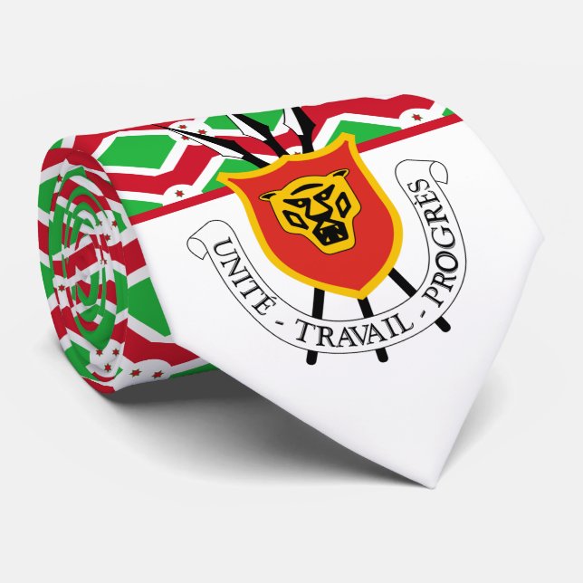 Burundian Flag & Coat of Arms, Flag of Burundi Neck Tie (Rolled)