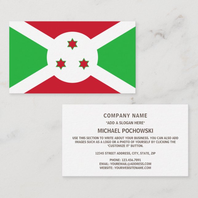 Burundian Flag, Flag of Burundi Business Card (Front/Back)