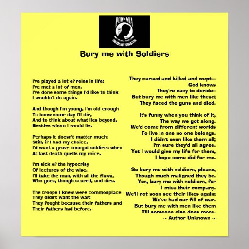 Bury me with Soldiers - Honor Our Veterans Poster | Zazzle