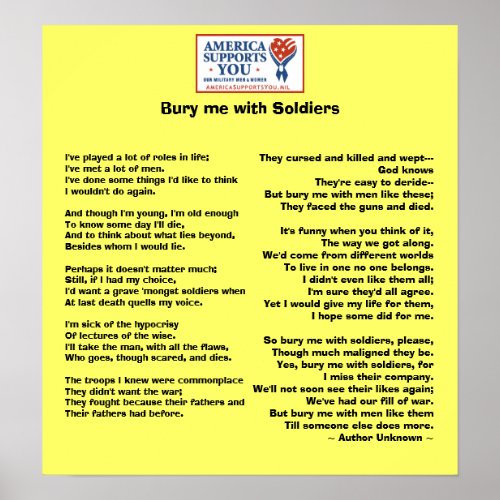 Bury me with Soldiers _ Honor Our Veterans Poster