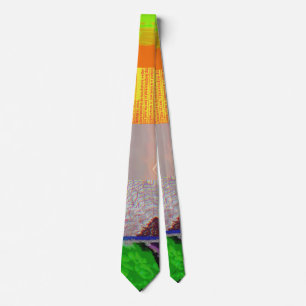 Bus 1521 Abstract Glitch Art Cyberpunk Grid Neck Tie