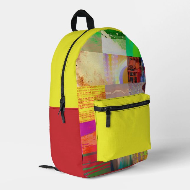 Bus 1521 Abstract Glitch Art Cyberpunk Grid  Printed Backpack (Back Corner Left)