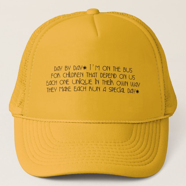 Bus Aide Day By Day Trucker Hat (Front)