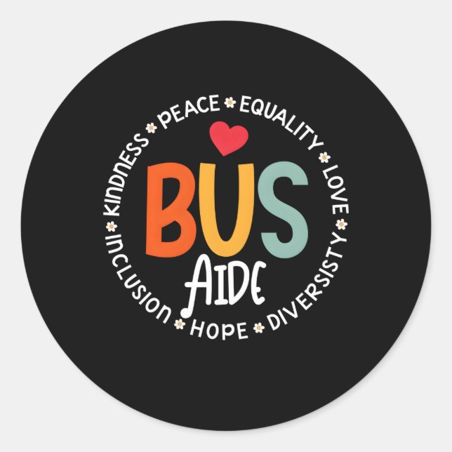 Bus Aide Squad For Back To School Bus Team Classic Round Sticker (Front)