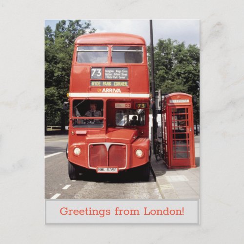 Bus and Telephone Box London 1998 Postcard