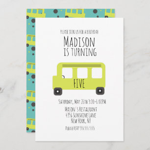 Bus Birthday Party Any Age Invitation