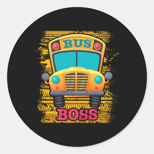 Bus Boss - School Bus Driver Appreciation Classic Round Sticker (Front)