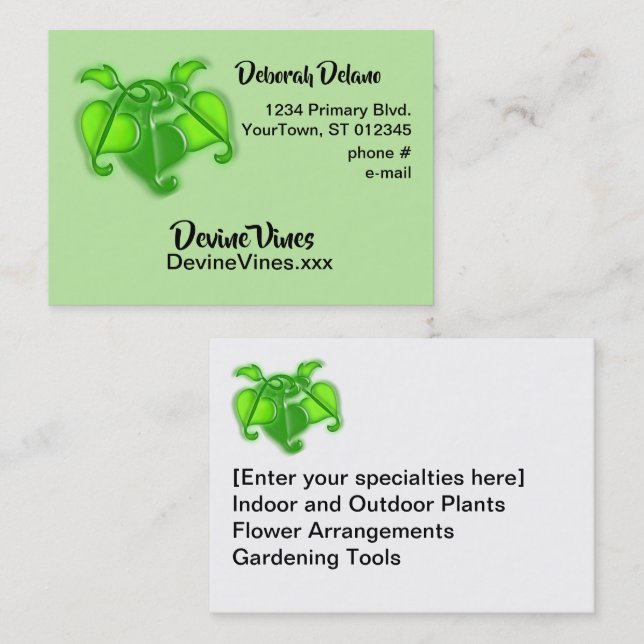 Bus. card - 3-D Vine Leaves (Front/Back)