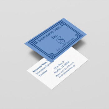 Bus. Card - Blue Monogram With Outline Border by bkmuir at Zazzle