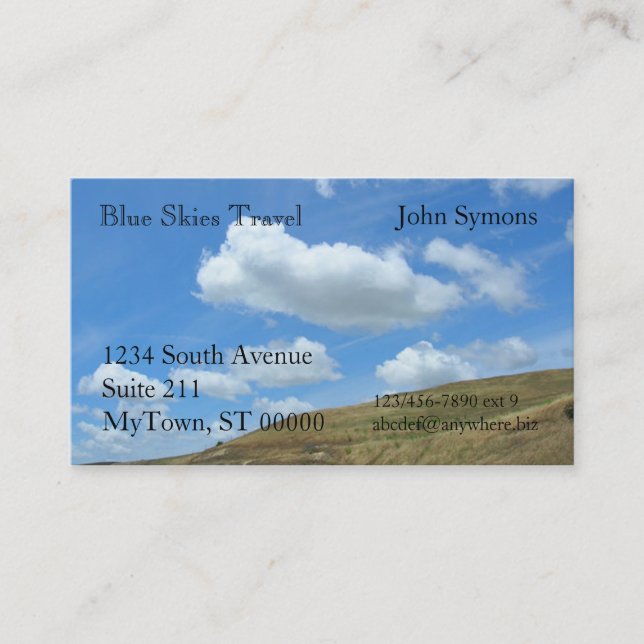 Bus. Card - Cloudy sky over hill (Front)