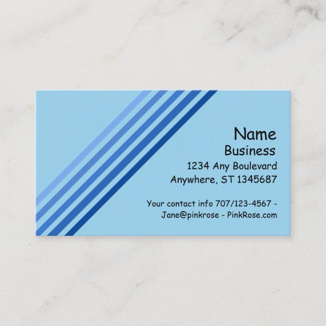 Bus. Card - Five Diagonal Blue Lines (Front)