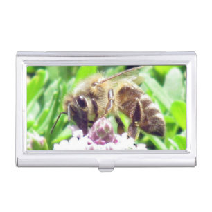 Bus. Card Holder - Honey Bee on Clover