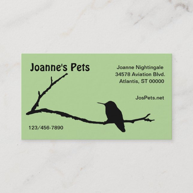 Bus. Card - Hummingbird on Branch (Front)