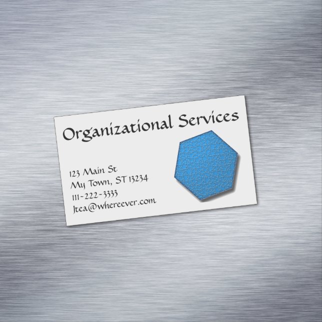 Bus. Card (mag) - Hexagon Jig-Saw Puzzle/blue (In Situ)