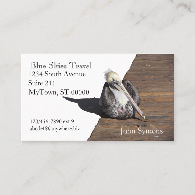 Bus. Card - Pelican on Pier (Front)