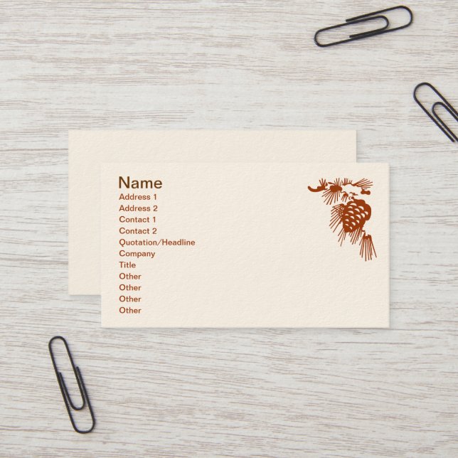 Bus. Card - Pine Cone with Snow (Front/Back In Situ)
