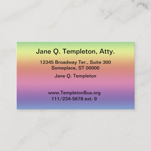 Bus. Card - Rainbow background (Front)