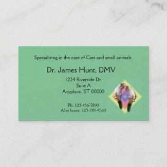 Bus. Card - Veterinarian - Cats in rainbow diamond