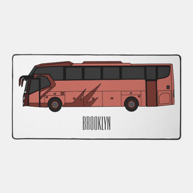 Bus cartoon illustration desk mat (Front)