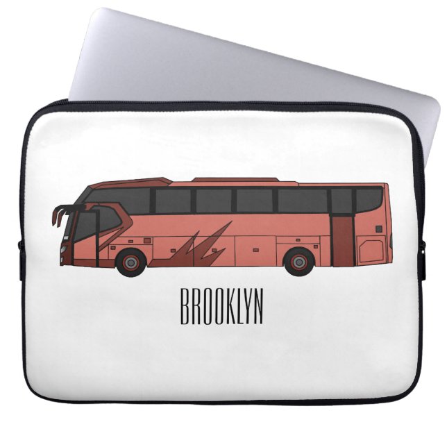 Bus cartoon illustration laptop sleeve (Front)