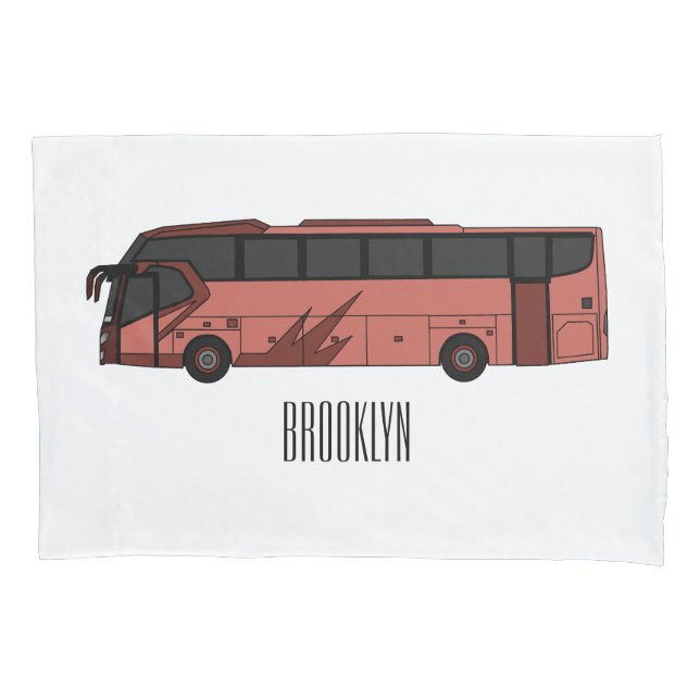 Bus cartoon illustration pillow case (Front)