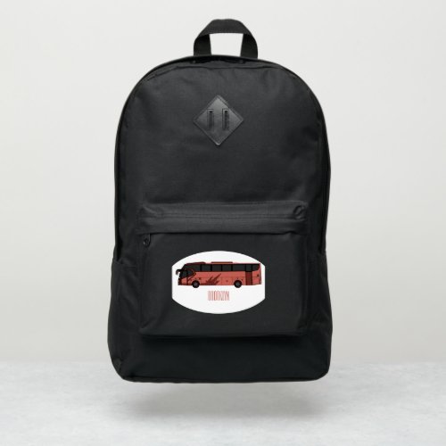 Bus cartoon illustration port authority backpack