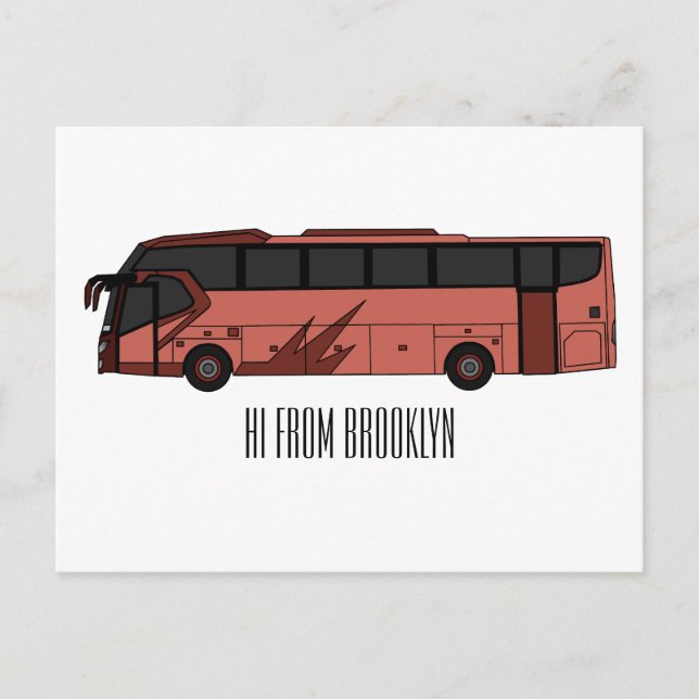 Bus cartoon illustration postcard (Front)