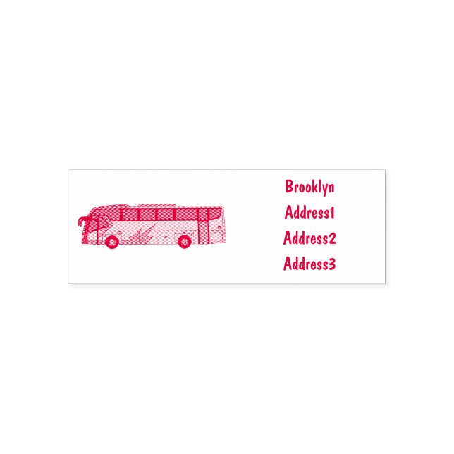 Bus cartoon illustration self-inking stamp (Design)