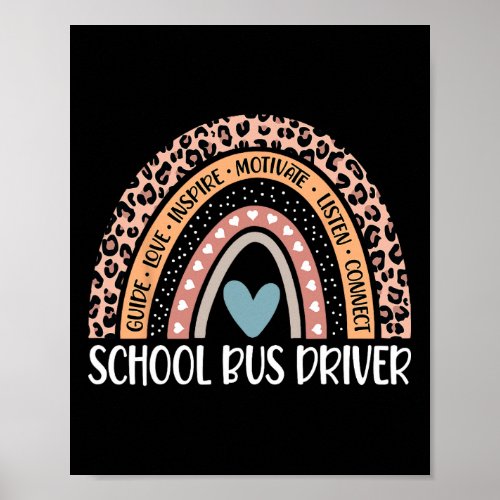 Bus Driver 100th Day Of School Bus Driver Rainbow  Poster