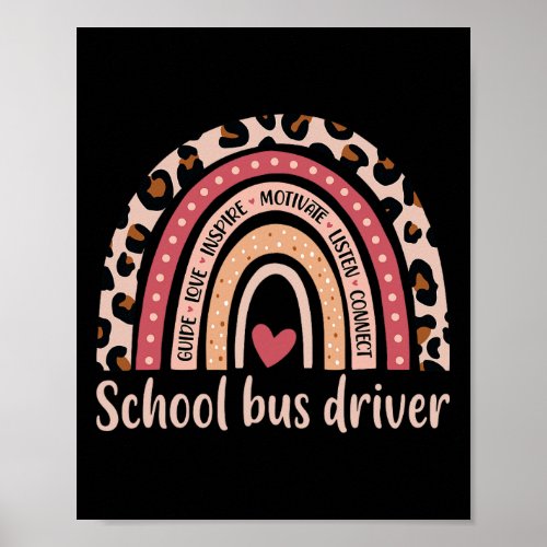 Bus Driver 100th Day Of School Bus Driver Rainbow  Poster