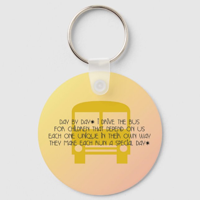 Bus Driver Day By Day Yellow Bus Keychain (Front)