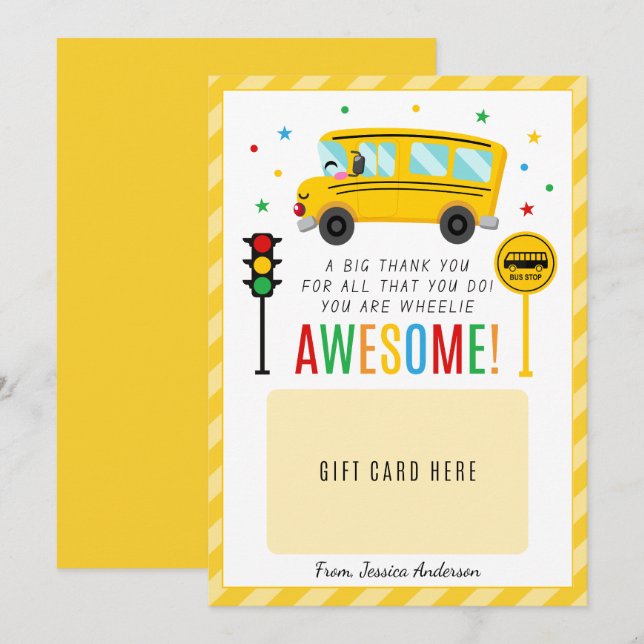 Bus Driver Gift Appreciation Thank You Card Holder (Front/Back)