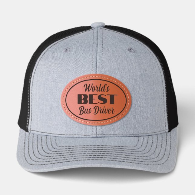 Bus Driver Gift! Stylish   Leather Patch Hat (Front)