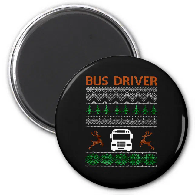 Bus Driver Knit Ugly Christmas Sweater Gift Magnet | Zazzle