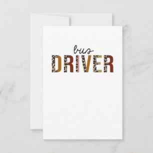 Bus Driver Leopard Print Funny Thank You Card