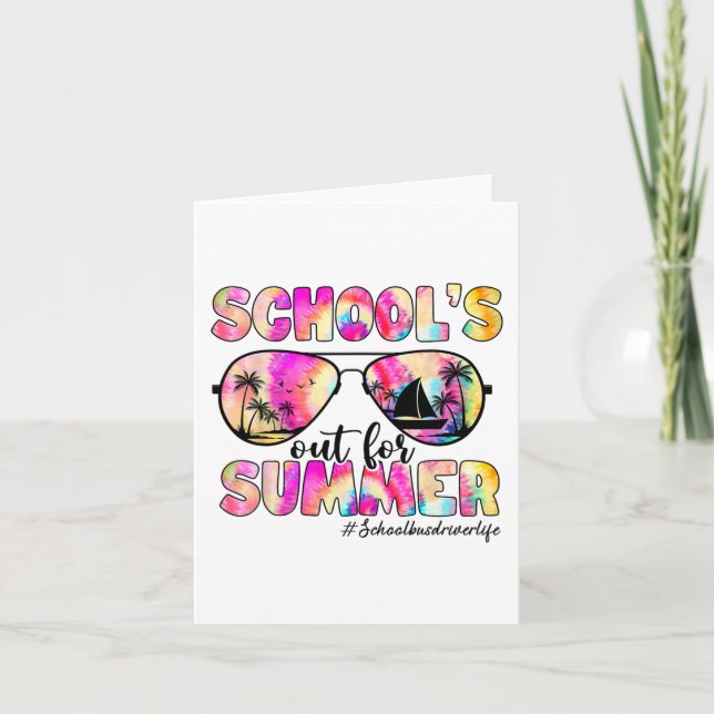Bus Driver Out For Summer Tie Dye Sungles  Card (Front)