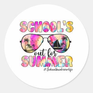 Bus Driver Out For Summer Tie Dye Sungles Classic Round Sticker