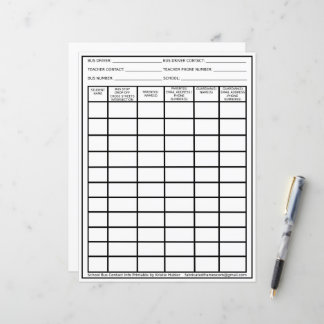 Bus Driver Student List Printable Contact Info