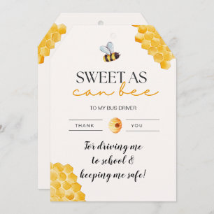 Bus Driver Sweet As Can Bee Thank You Card