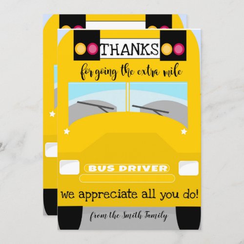 Bus driver thank you gift card holder volunteer